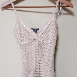 急募🔊未使用に近い❕裏地付き ベージュ リボン 透け感 調節可