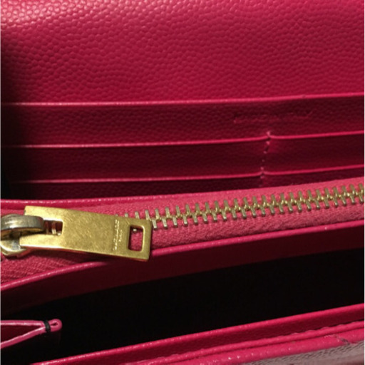サンローラン 確実正規品 長財布 パリ YSL レザー PINK ピンク