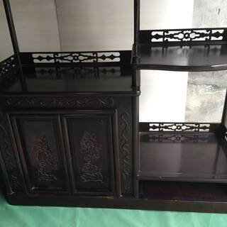 入手困難品 高級 茶箪笥 アンティーク 日本製 古物 茶道具 茶道 黒檀 紫檀 透かし細工の画像