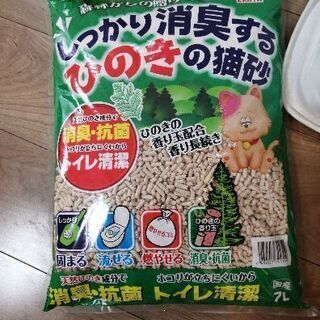 しっかり消臭するひのきの猫砂(=ﾟωﾟ=)