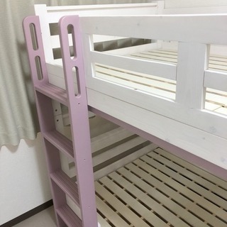 【美品2段ベッド】Beamstructure特許構造 LED照明付き 宮棚付き コンセント2口付き　耐震構造  組立説明書あり