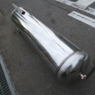 DIY材料 ステンレス(SUS430)製 貯水タンク 高さ1480(脚含む1630)㎜ 直径340㎜  雨水貯水 家庭菜園 バーベキューコンロ製作 燻製ロースター製作等にの画像