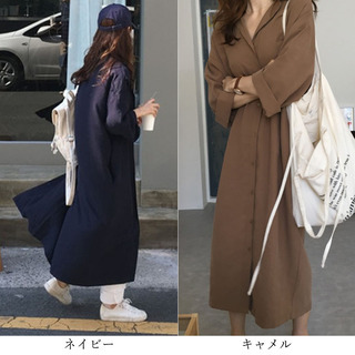★新品★送料全国無料★シャツワンピース ロング ★の画像