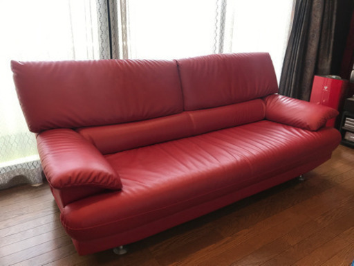 トリプルソファー　3人掛け　レッド