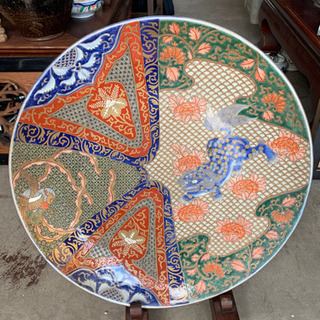 献上伊万里焼 古伊万里焼 伊万里焼 献上手古伊万里焼】飾絵皿（特大）染錦本金鷹絵