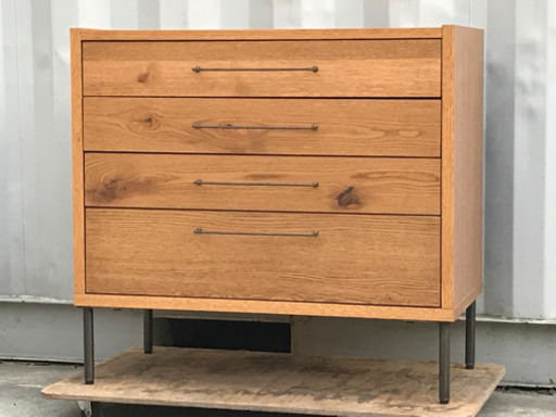 美品！シンプルデザイン◇4段チェスト◇ナチュラルオーク◇フルスライドレール