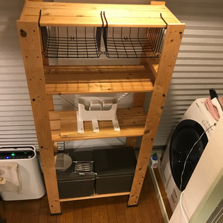 IKEA 木製棚　ワイヤーラック　ミラー　小物ラック　無印良品