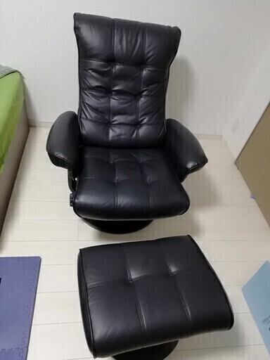 値下げ　パーソナル　ソファ　チェア　オットマン付き　本革