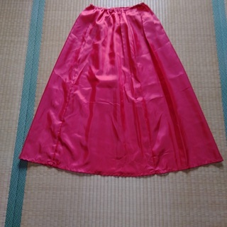 MISS ALICE 赤の麻のロングスカート ペチコート付きの画像