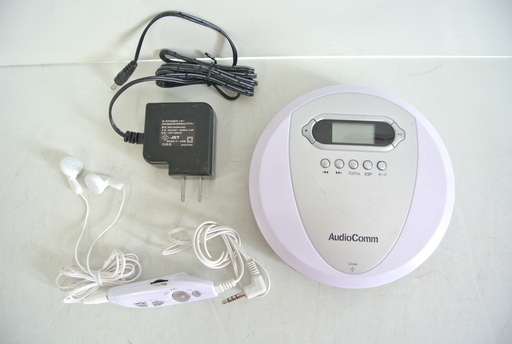 AudioComm ポータブルCDプレーヤー 電源ケーブル＆イヤホン付 電池でも動く CDP-3866Z オーム電機