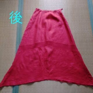 MISS ALICE 赤の麻のロングスカート ペチコート付きの画像