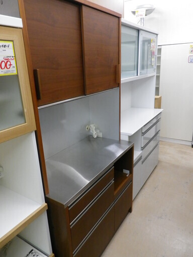 【おすすめ品】ACTUS アクタス KENTOS ケントス 2面 レンジボード ウォールナット材 食器棚 幅104cm☓奥行52cm☓高さ200cm カップボード キッチンボード エコー