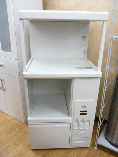 ハイザー付きレンジ台　スチール製　幅56.5㎝×奥行48㎝×高さ116.5㎝　米びつ付きレンジ台　札幌　西岡店　
