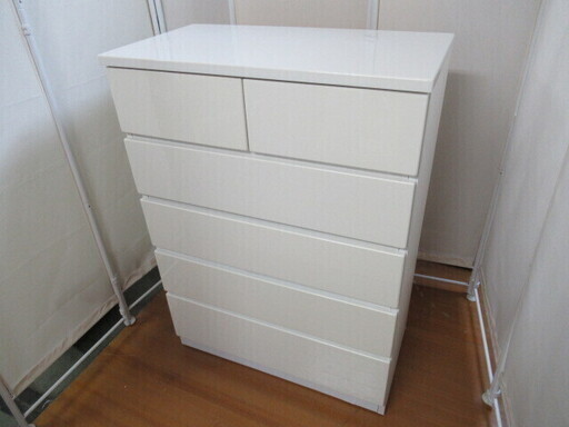 J1108/ミドルチェスト/タンス/衣類収納/艶あり/ホワイト/ニトリ/NITORI/中古品/