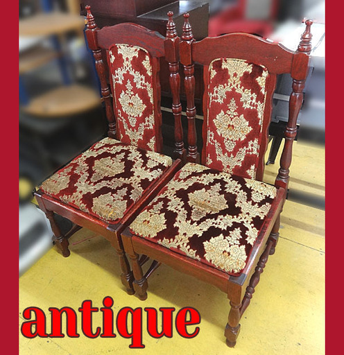 ☆札幌発☆ オートの椅子 名古屋イス アンティーク調 ハイバックチェア ２脚 市内自社配送可 引取歓迎