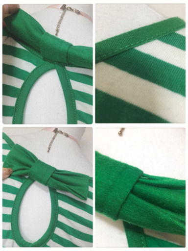ご購入者様決定 [JANUS COUTURE]ボーダーワンピース ルームウェア 緑 後ろ可愛い