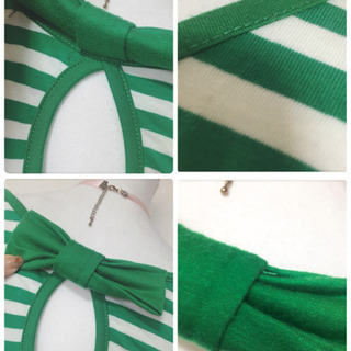 ご購入者様決定 [JANUS COUTURE]ボーダーワンピース ルームウェア 緑 後ろ可愛いの画像