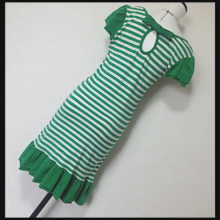 ご購入者様決定 [JANUS COUTURE]ボーダーワンピース ルームウェア 緑 後ろ可愛いの画像