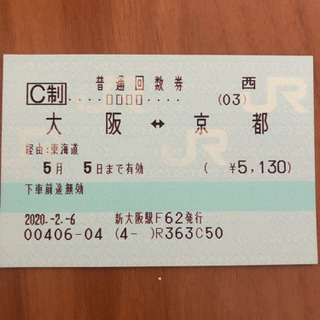 京都大阪回数券の画像