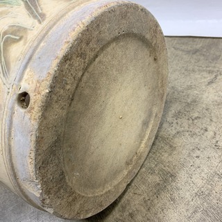 大特価セール！購入8000円 陶器製 傘立て 山の図 絵付け 直径28cm 高さ43.5cm アンブレラスタンド 玄関収納 オブジェ 中古 Hの画像