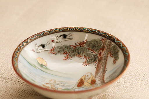 20A0024 1 札幌 中古 九谷焼　小皿「高砂」　65mm ＆ 92mm　夫婦皿