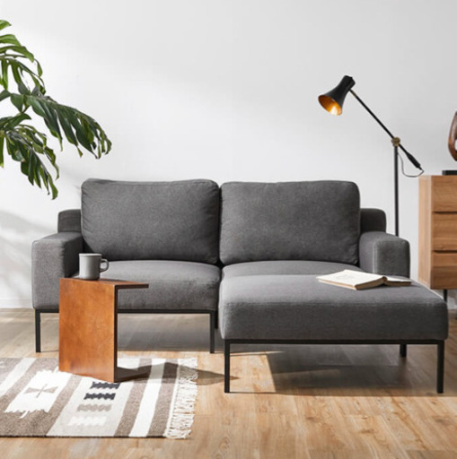 【二人用】2人掛けカウチソファ Lowya アームテーブル　オッドマン付き