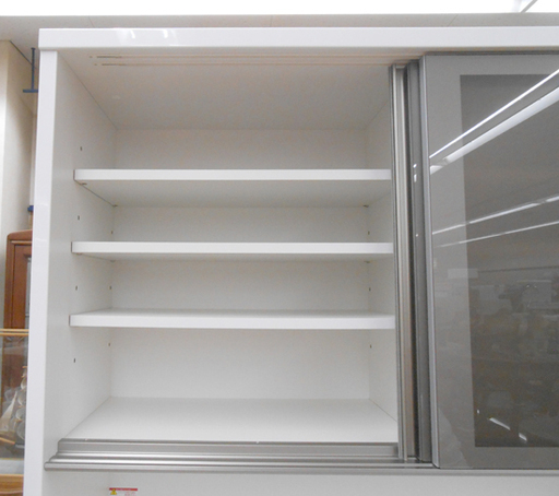 松田家具 レンジボード 幅118×奥行47×高さ205.5cm 食器棚 キッチンボード 収納 スライドレール ☆ PayPay(ペイペ