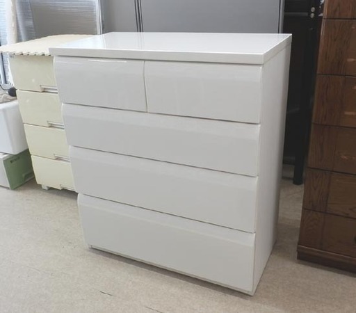 4段 チェスト 白 幅80 鏡面 ニトリ エナメル ホワイト タンス 引出し NITORI ペイペイ対応 札幌市西区西野