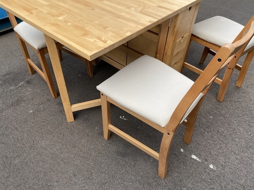 ダイニングテーブルセット IKEA イケア テーブル チェア 5点セット ナチュラル 中古品