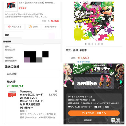 ニンテンドー SWITCH Nintendo Switch スプラトゥーン2+microSD256GB付き