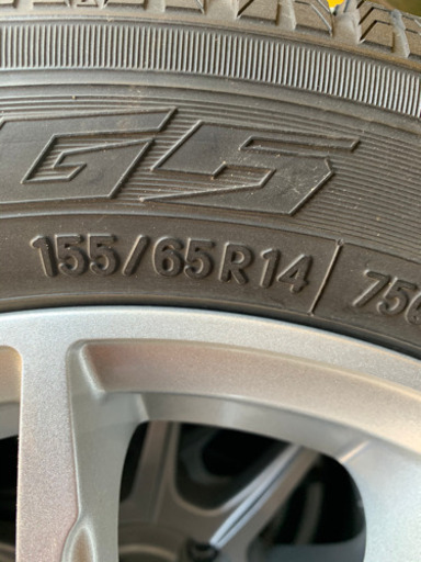 再値下げアルミホイール付きスタッドレス 4本セット溝あり　ダイハツ　155/65/14