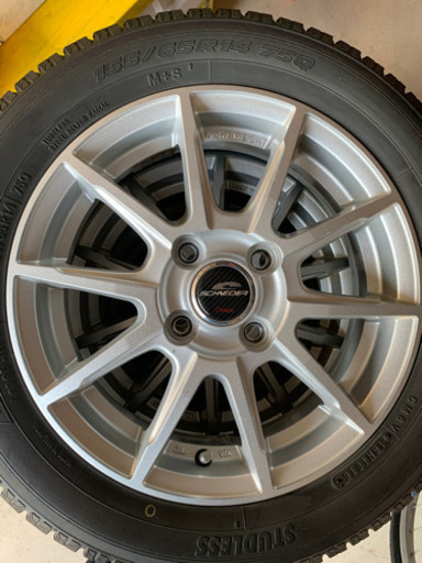 再値下げアルミホイール付きスタッドレス 4本セット溝あり　ダイハツ　155/65/14