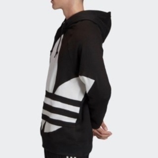 新品★正規品 タグ付  L adidas アディダス オリジナルス スウェット パーカー ビッグトレフォイル メンズ 黒 ブラック 白 FM9908 ロゴの画像