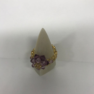 ビーズ指輪　黄色&紫花の画像