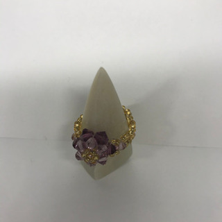 ビーズ指輪　黄色&紫花の画像