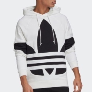 即決★正規品 タグ付 新品 L adidas アディダス オリジナルス スウェット パーカー ビッグトレフォイル メンズ 黒 ホワイト 白 FM9909 ロゴの画像