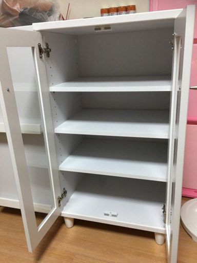 生活雑貨/キャビネットとディスプレイラックのセット/ホワイト/新生活/かわいい中型家具