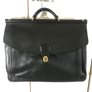 COACH オールドコーチ 黒レザー メンズ ビジネス ショルダーバッグ ターンフック