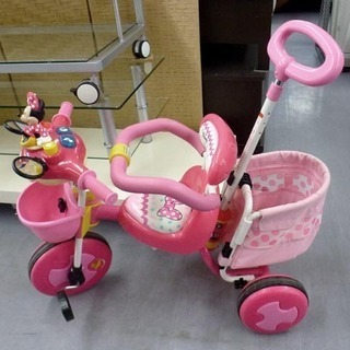 三輪車 ミニーマウス かじ取り棒付 おしゃべりカーゴトライク ピ...