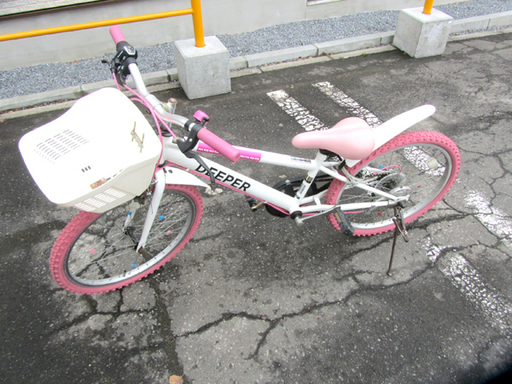 ►22インチ 自転車 女の子用 かぎ2個付き ホワイト×ピンク 6段切替 子供用 ジュニアサイクル 札幌市 北区 屯田