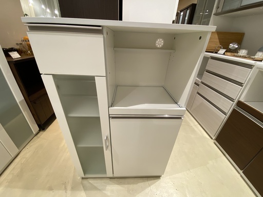 ミドルレンジボード レンジ台 白 収納棚 中古品