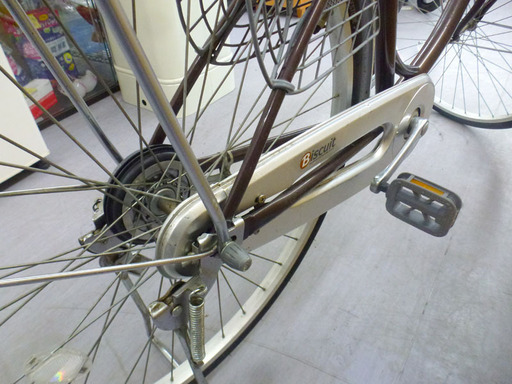 自転車 26インチ 切替なし 鍵付き ママチャリ シティサイクル 茶 ブラウン ブリヂストン/ビスケット BRIDGESTONE　