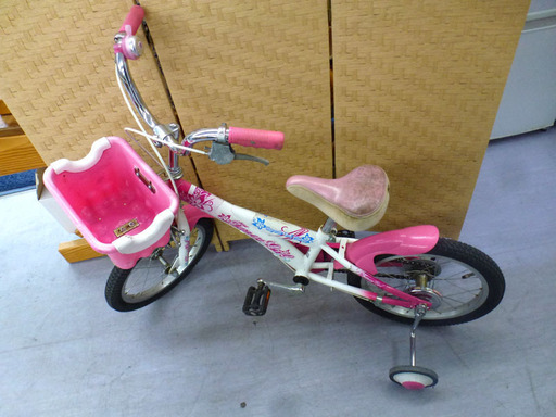 子供用 自転車 16インチ  ピンク×ホワイト 子ども 鍵なし カゴ付き 札幌市 手稲区