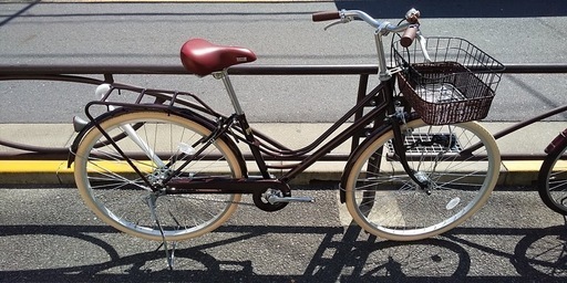 ★お買い得!!新車・おしゃれ26インチ・ヒルモLEDオートライト・シングルギヤ・ブラウン