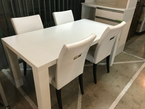 JF00331 ダイニングセット イス4脚付き 白