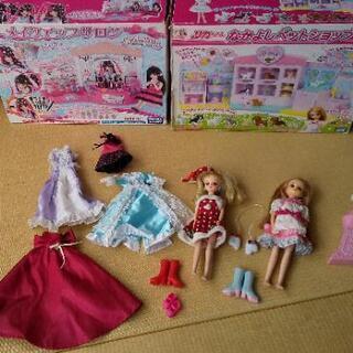 リカちゃんセット  メイクアップサロン、ペットショップ、人形、服、小物