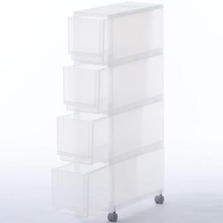美品☆無印良品ＰＰストッカー４段・キャスター付 