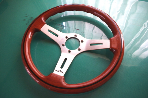 O.B.A/オバ イタリア製　ウッドステアリング/ハンドル　35cm　3本スポーク