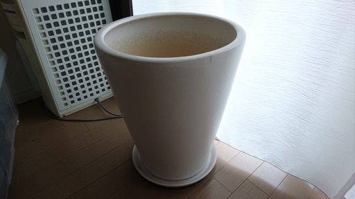 植木鉢カバー 陶器 白丸型(つや消し塗り）8号