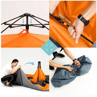 新品未開封品】テント 4-5人用 ワンタッチテント オレンジ